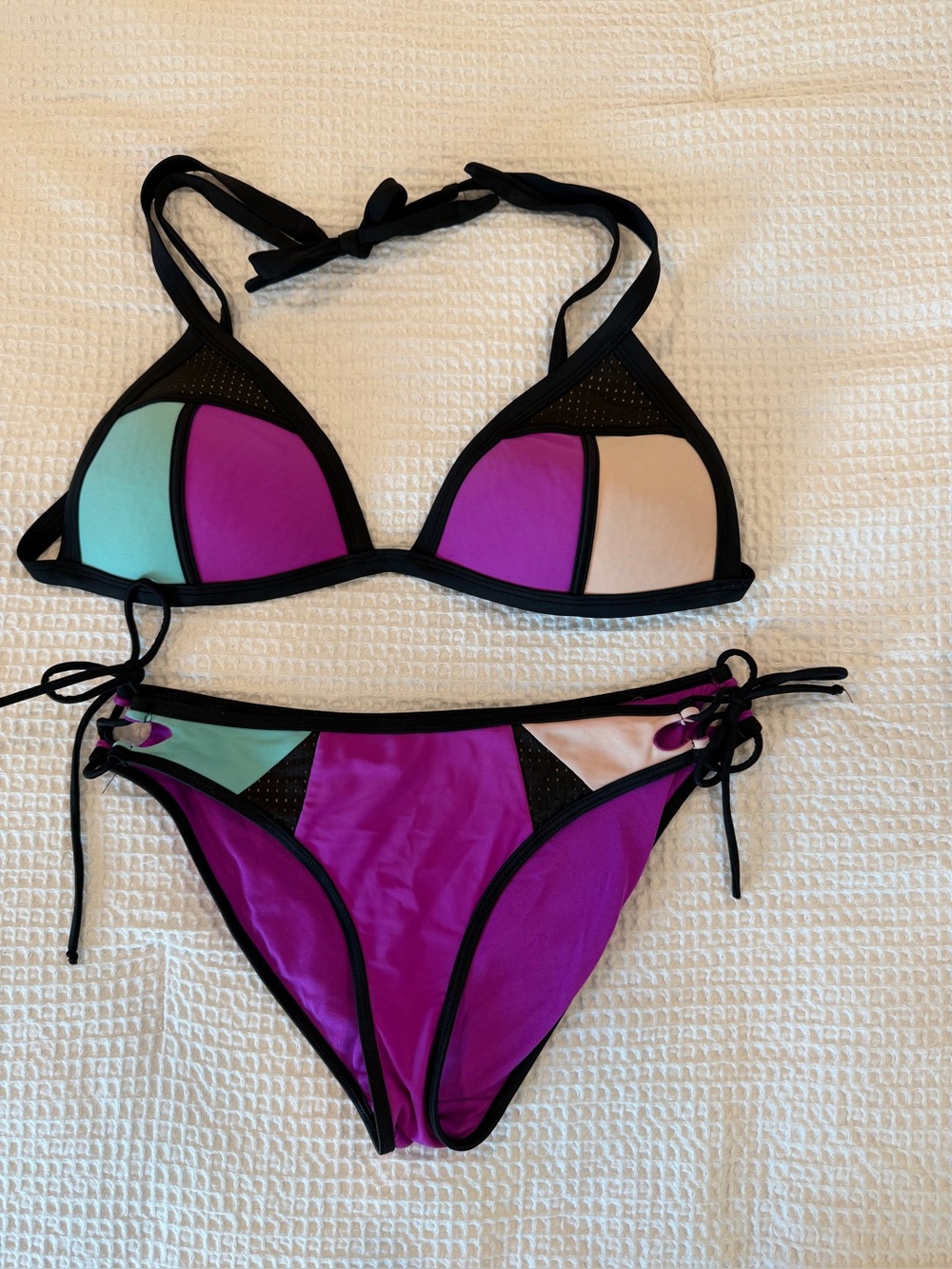 Body Glove Triangle Bikini - Purple, Mint & Blush.
